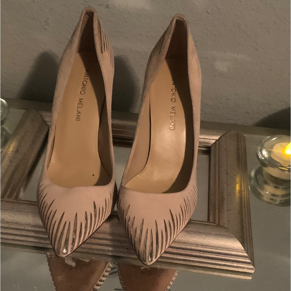 ANTONIO MELANI Beige and Black Stiletto Heels